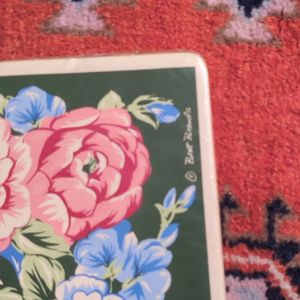 Cannon Floral Placemats Set of 4 Vinyl Green Pink Blue